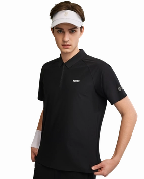 1010023-008 | MEN'S K-SWISS LOGO HALF-ZIP POLO SHIRT | BLACK