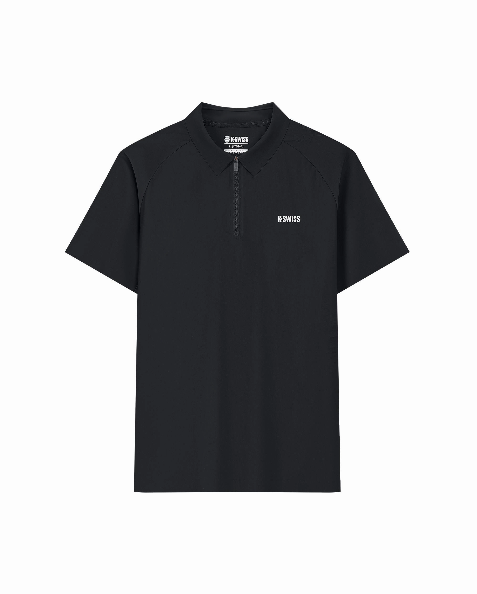 1010023-008 | MEN'S K-SWISS LOGO HALF-ZIP POLO SHIRT | BLACK