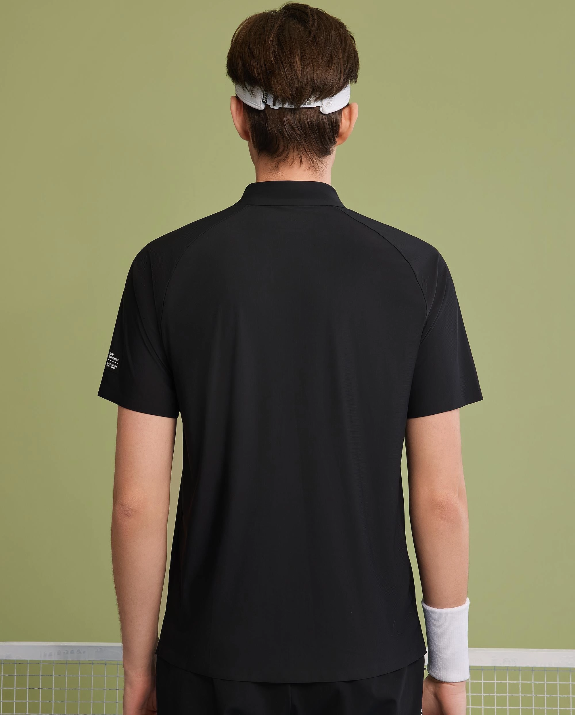1010023-008 | MEN'S K-SWISS LOGO HALF-ZIP POLO SHIRT | BLACK