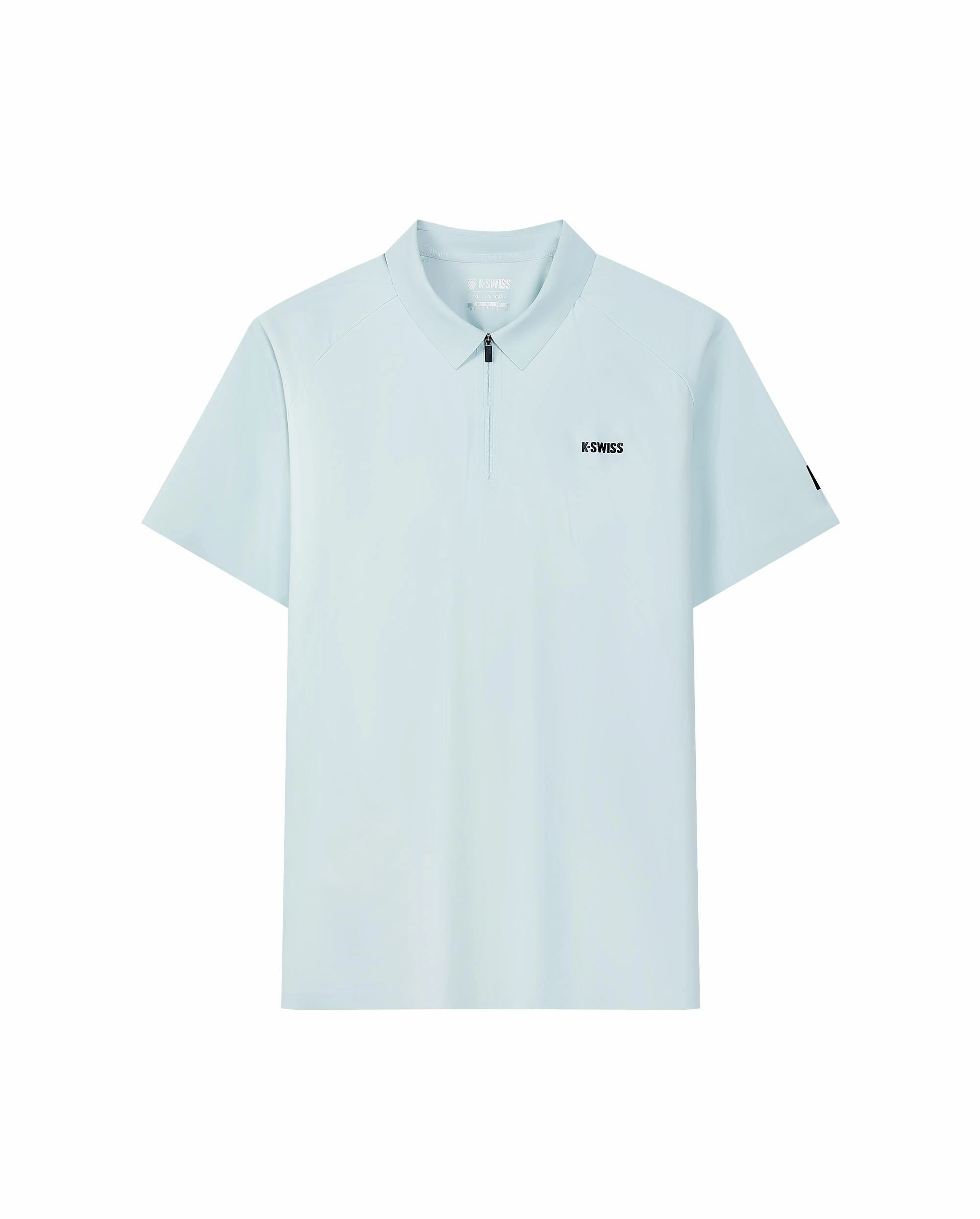 1010023-413 | MEN'S K-SWISS LOGO HALF-ZIP POLO SHIRT | GRAY MIST/MOONBEAM