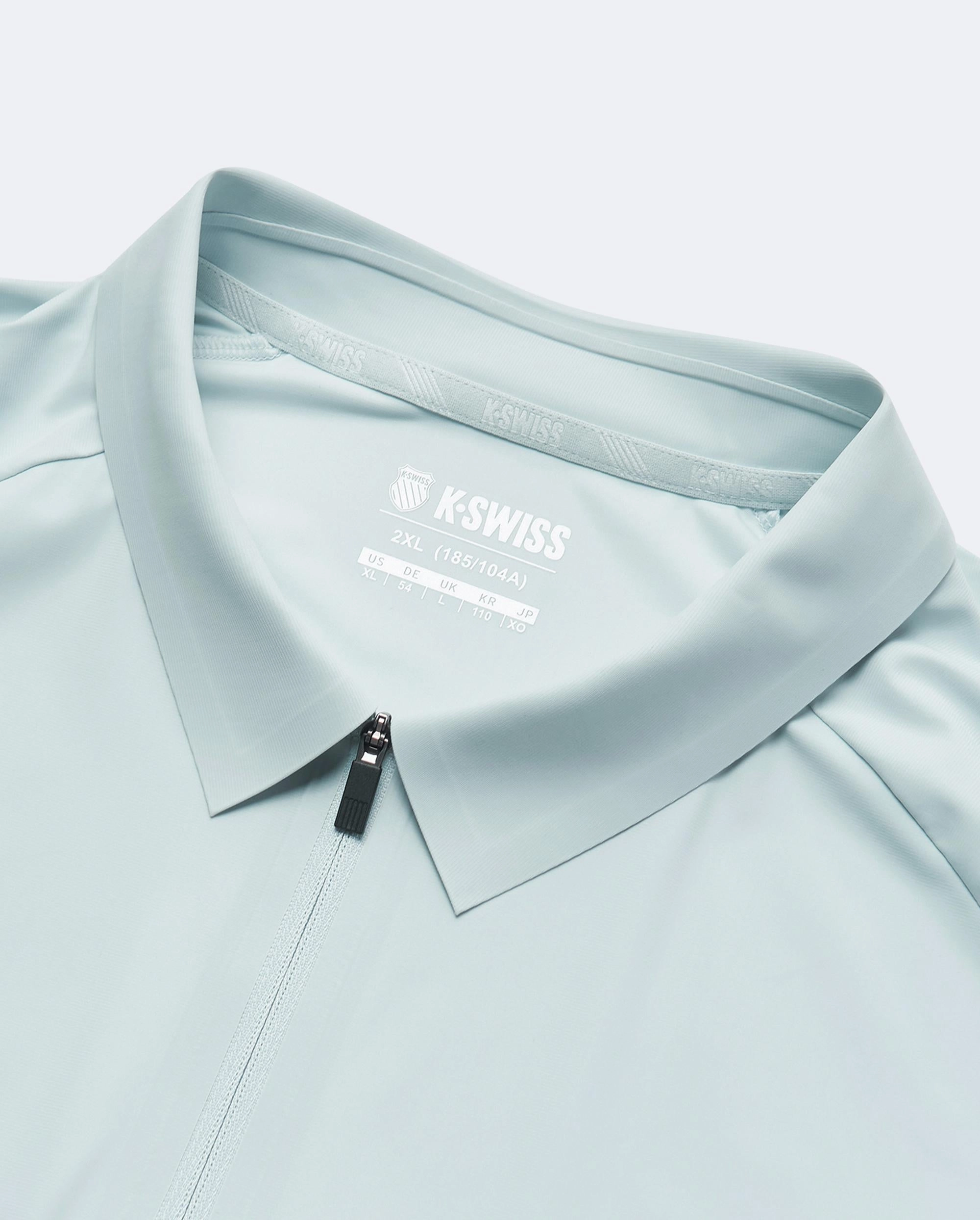 1010023-413 | MEN'S K-SWISS LOGO HALF-ZIP POLO SHIRT | GRAY MIST/MOONBEAM