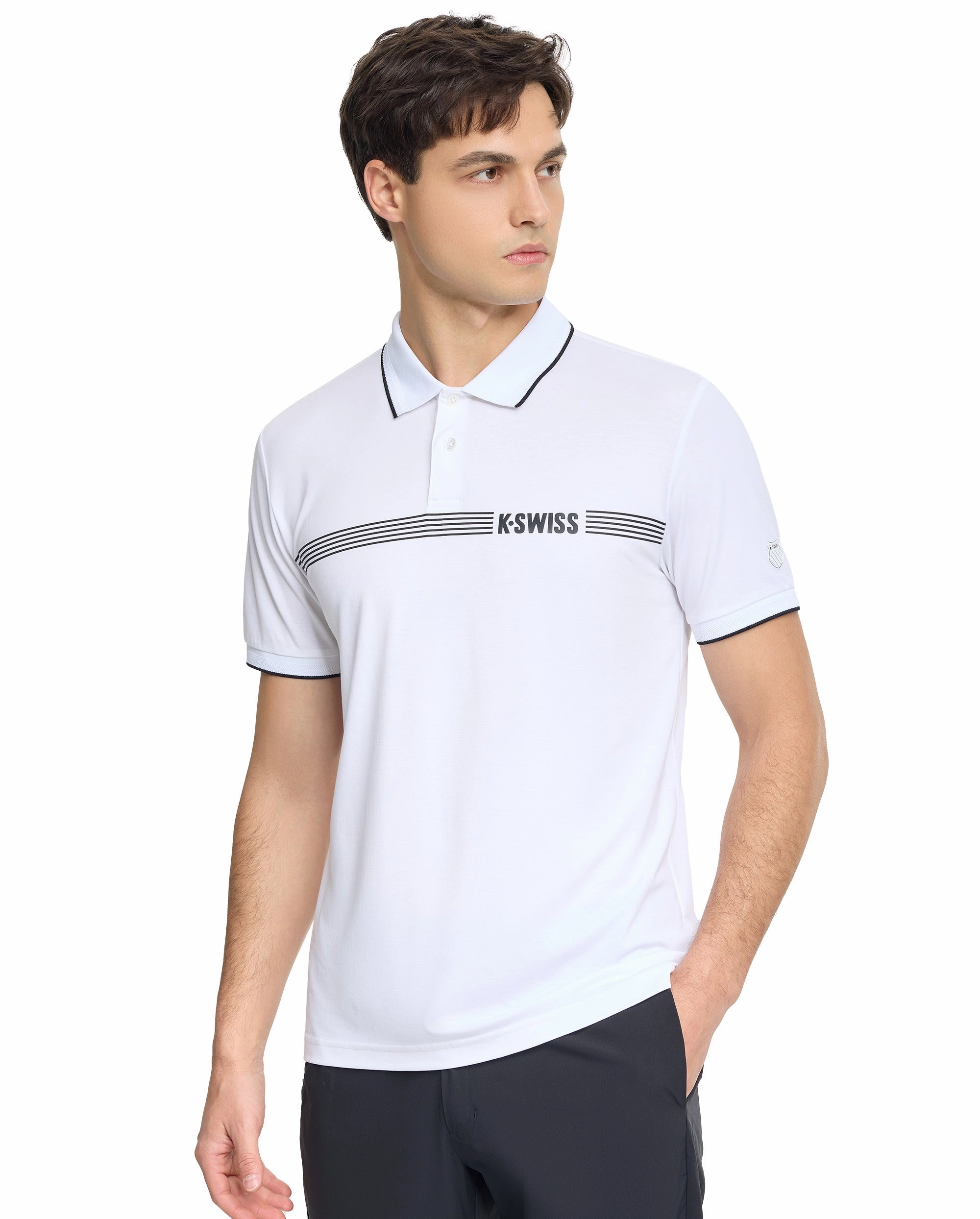 108278-101 | MEN'S K-SWISS LOGO POLO SHIRT | WHITE/WHITE