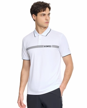 108278-101 | MEN'S K-SWISS LOGO POLO SHIRT | WHITE/WHITE