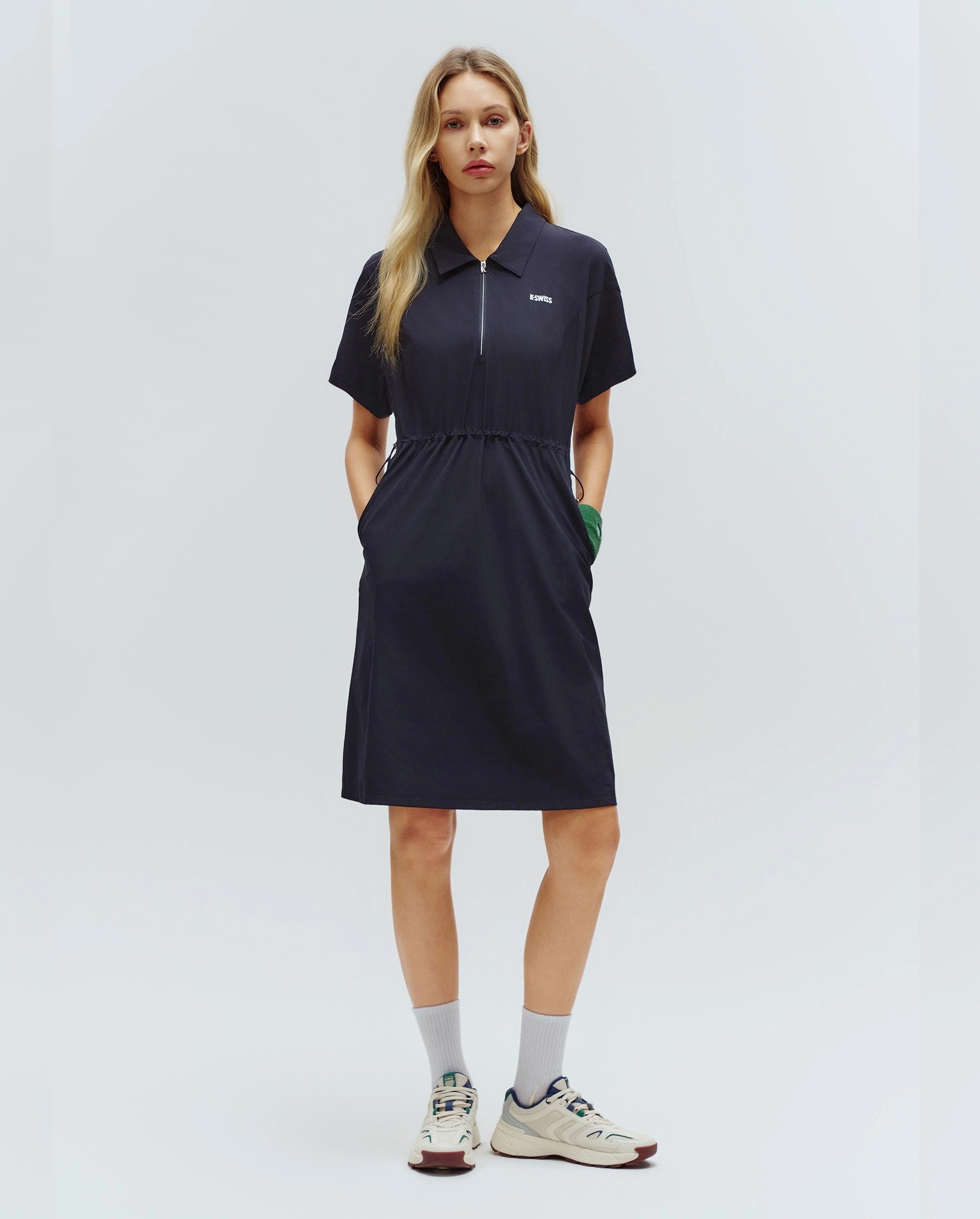 1910772-495 | WOMEN'S K-SWISS LOGO HALF-ZIP POLO DRESS | BLUE/MISC