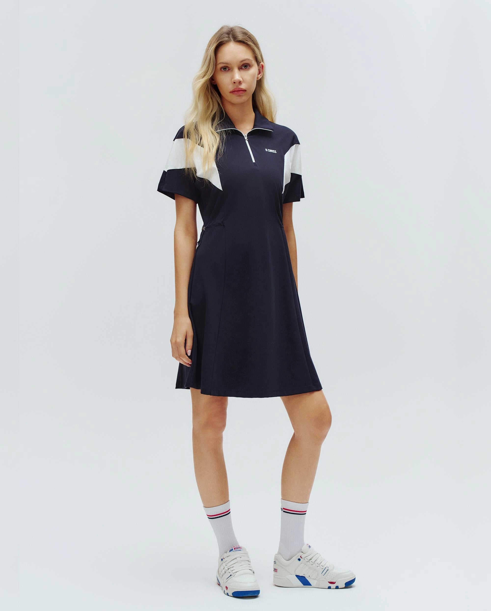1910773-495 | WOMEN'S LOGO HALF-ZIP COLOR BLOCKS POLO DRESS | BLUE/MISC