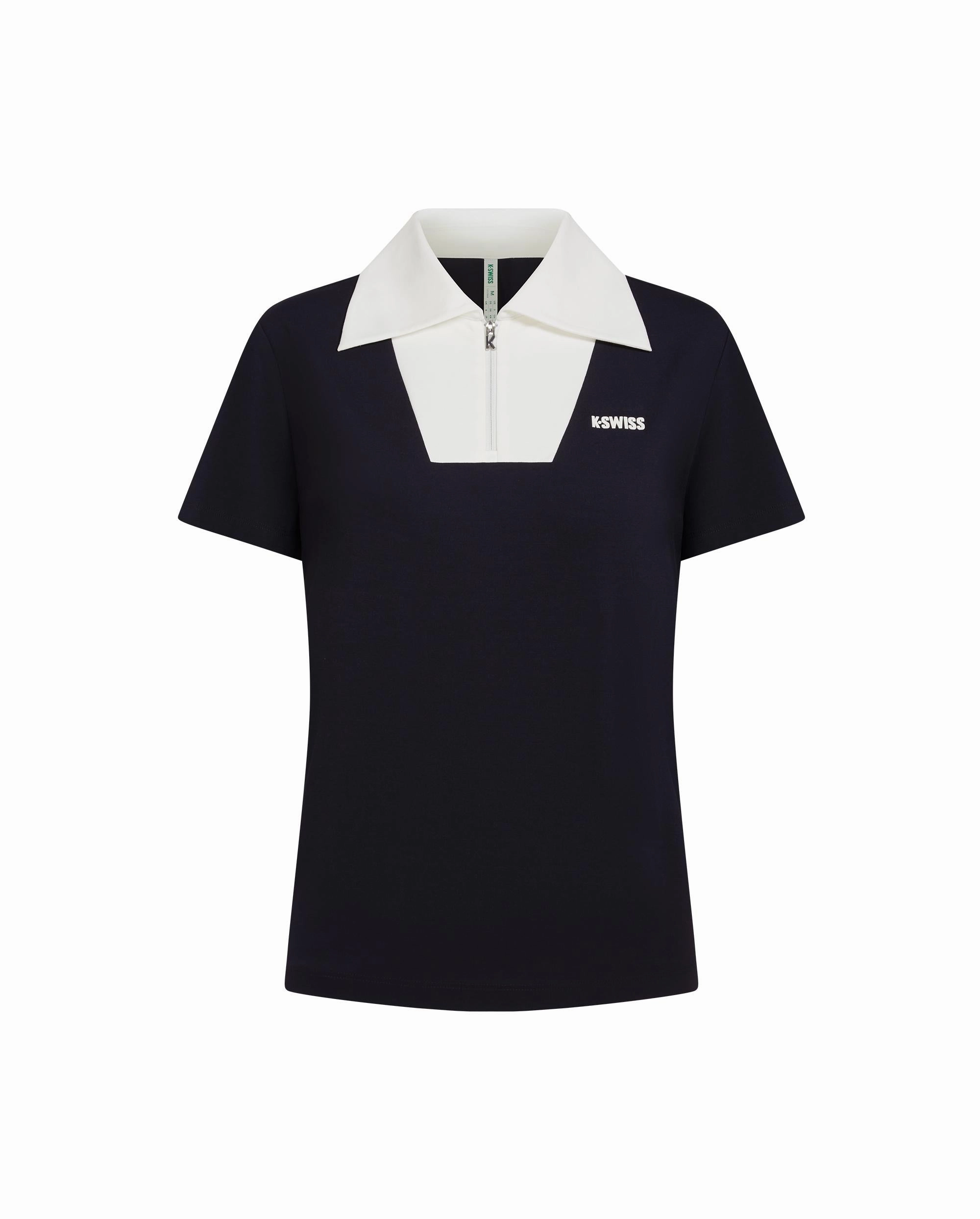 1911655-401 | WOMEN'S HALF-ZIP LOOSE FIT COLOR BLOCK POLO SHIRT | NAVY