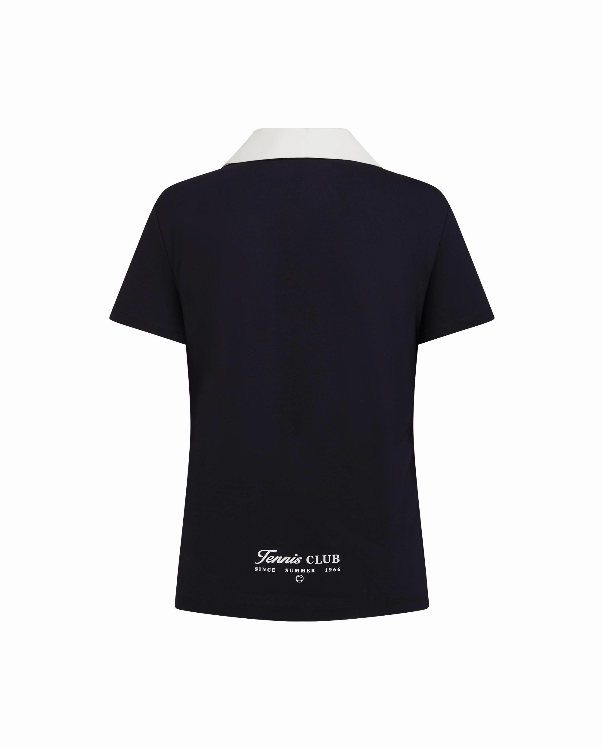 1911655-401 | WOMEN'S HALF-ZIP LOOSE FIT COLOR BLOCK POLO SHIRT | NAVY