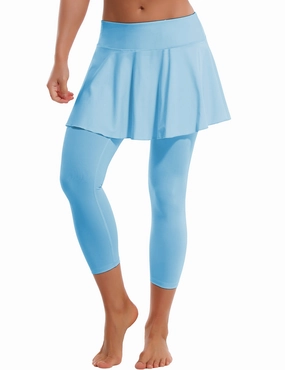 19" Capris Tennis Golf Skirted Leggings with Pockets blue_yoga