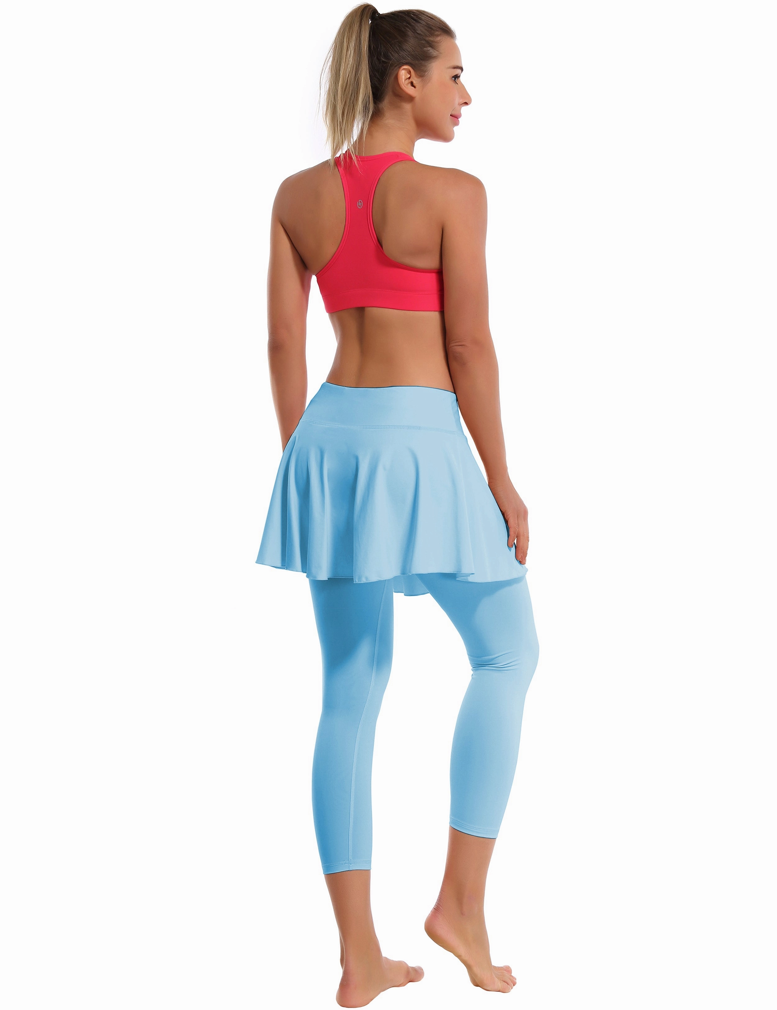 19" Capris Tennis Golf Skirted Leggings with Pockets blue_yoga