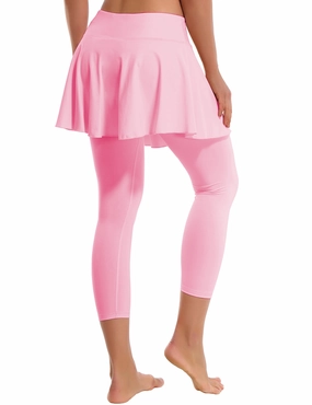 19" Capris Tennis Golf Skirted Leggings with Pockets lightpink_yoga
