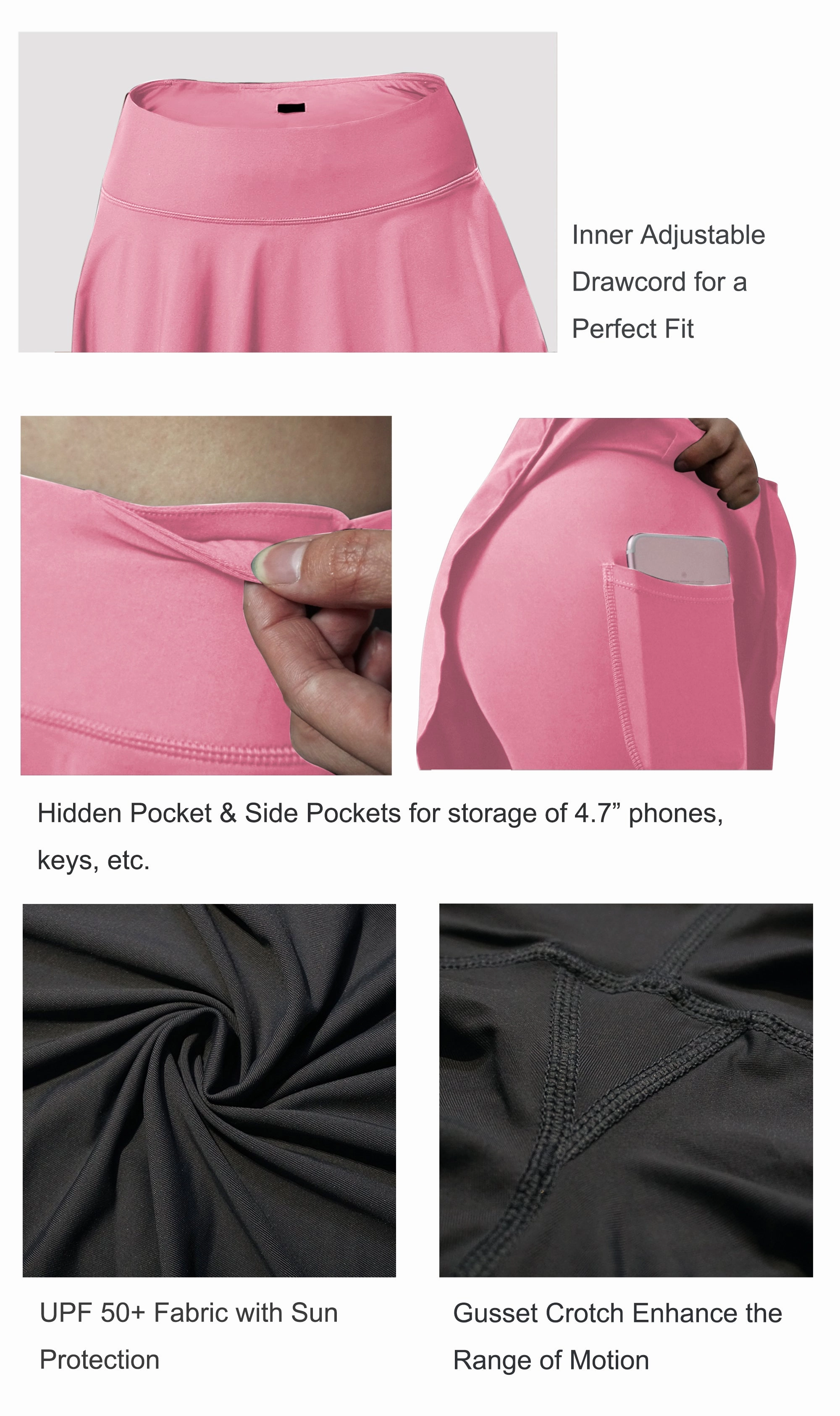 19" Capris Tennis Golf Skirted Leggings with Pockets lightpink_yoga