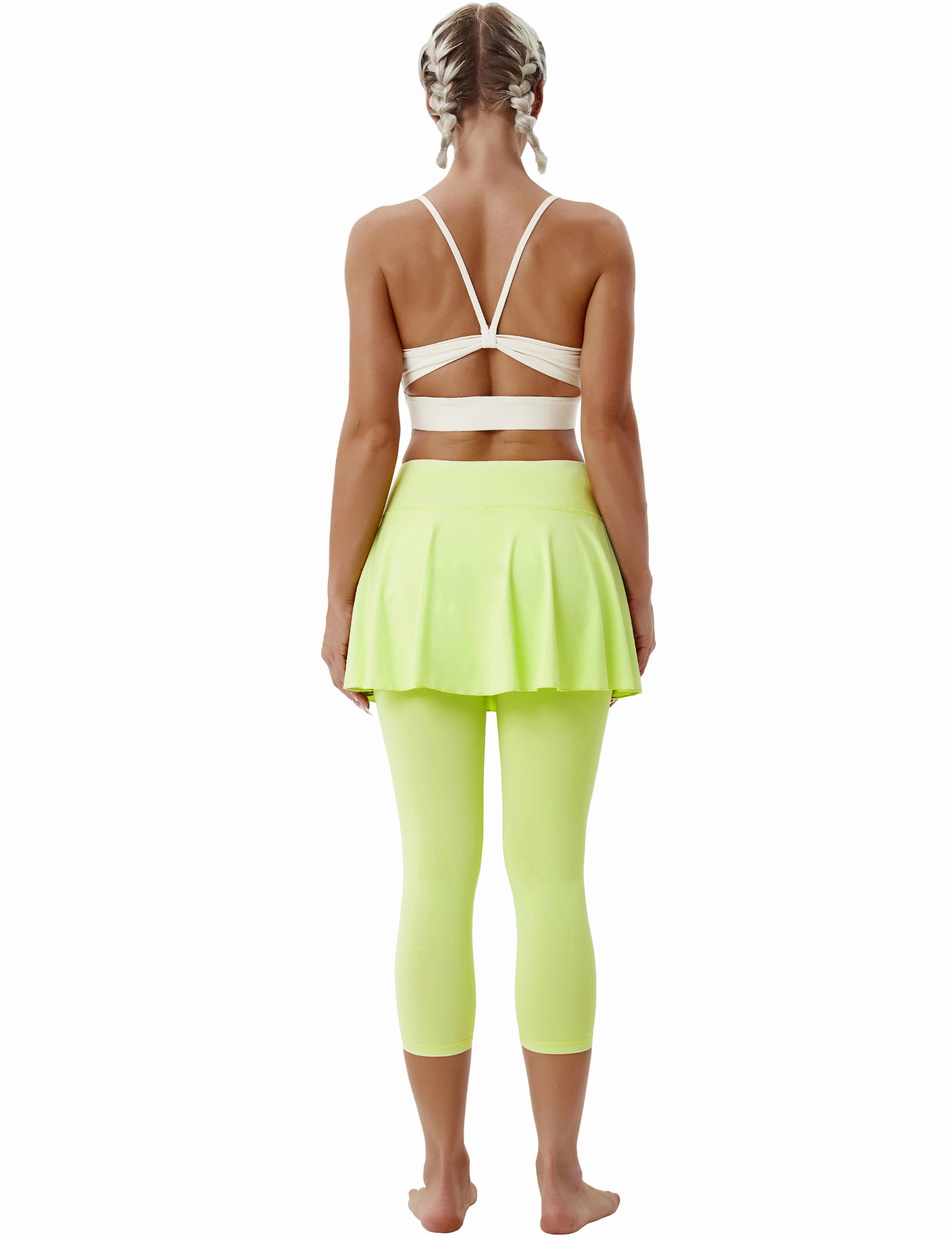 19" Capris Tennis Golf Skirted Leggings with Pockets neonyellow_yoga