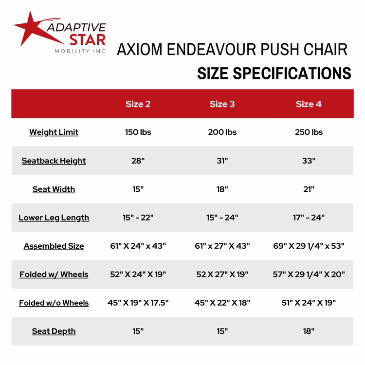 Adaptive Star Axiom Endeavour Push Chair Size 4
