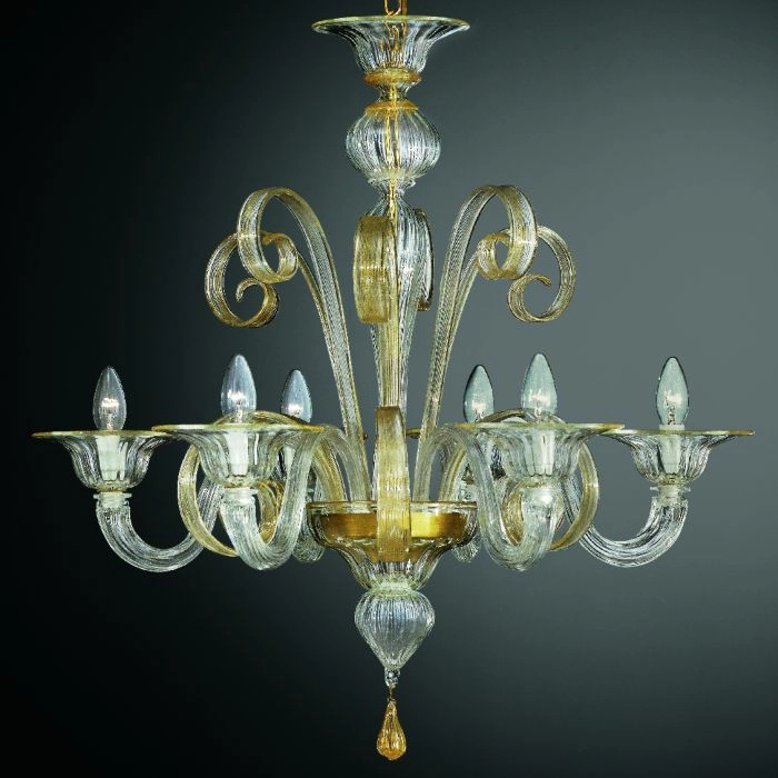 Amber, Turquoise Or Clear Murano Chandelier In 5 Sizes