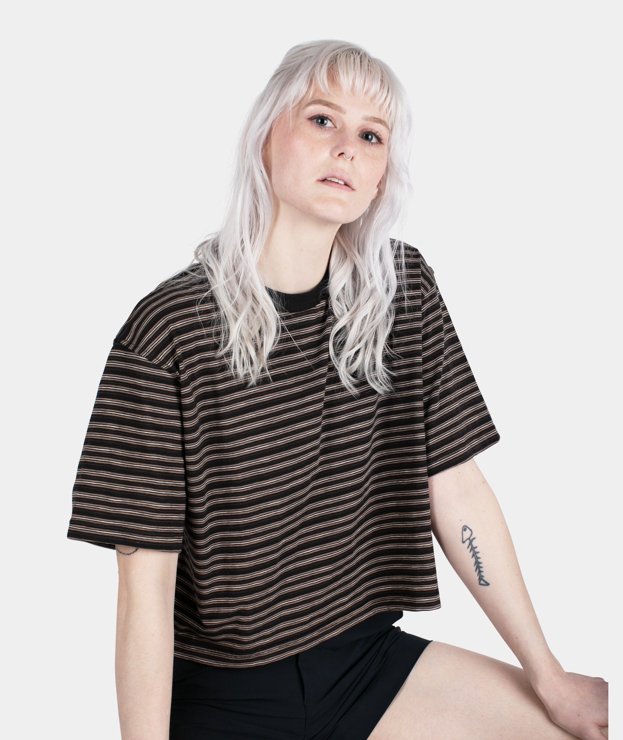 Avalon Striped Tee - Black