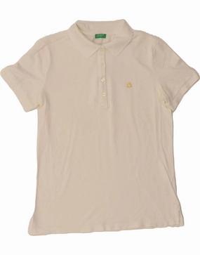 BENETTON Womens Polo Shirt UK 10 Small White Cotton
