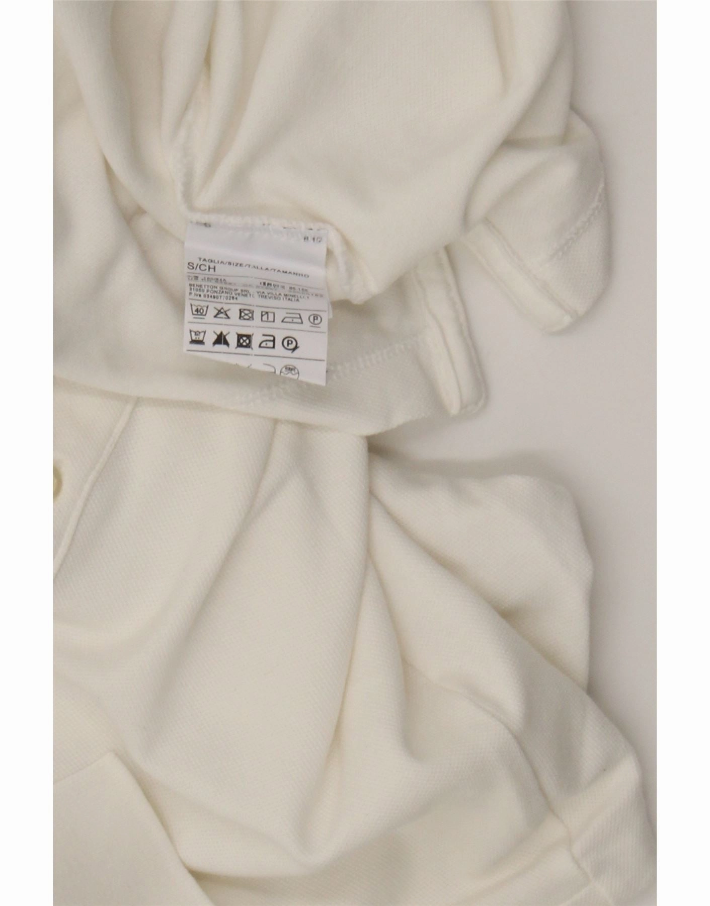 BENETTON Womens Polo Shirt UK 10 Small White Cotton