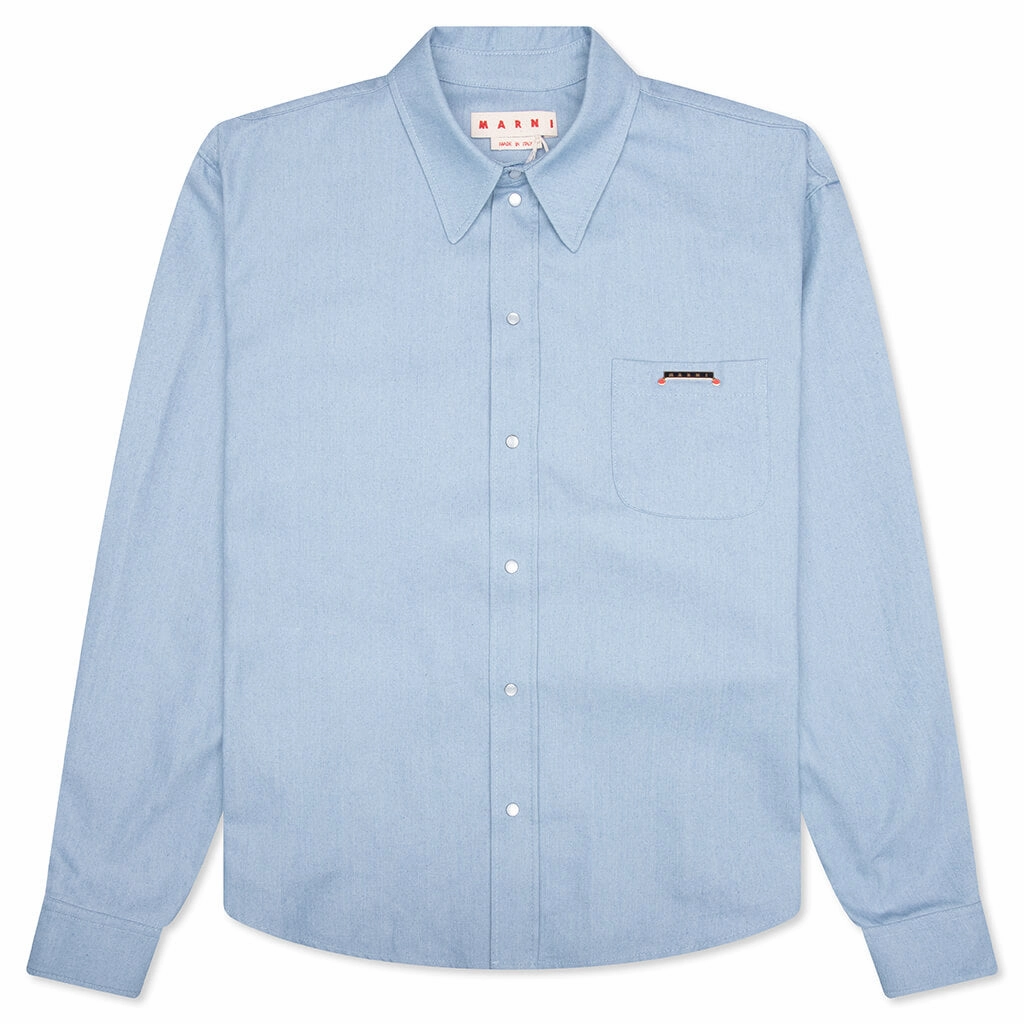 Blue Denim Shirt with Trunakaroo Plaque- Iris Blue