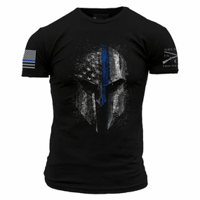 Blue Line Spartan T-Shirt - Black