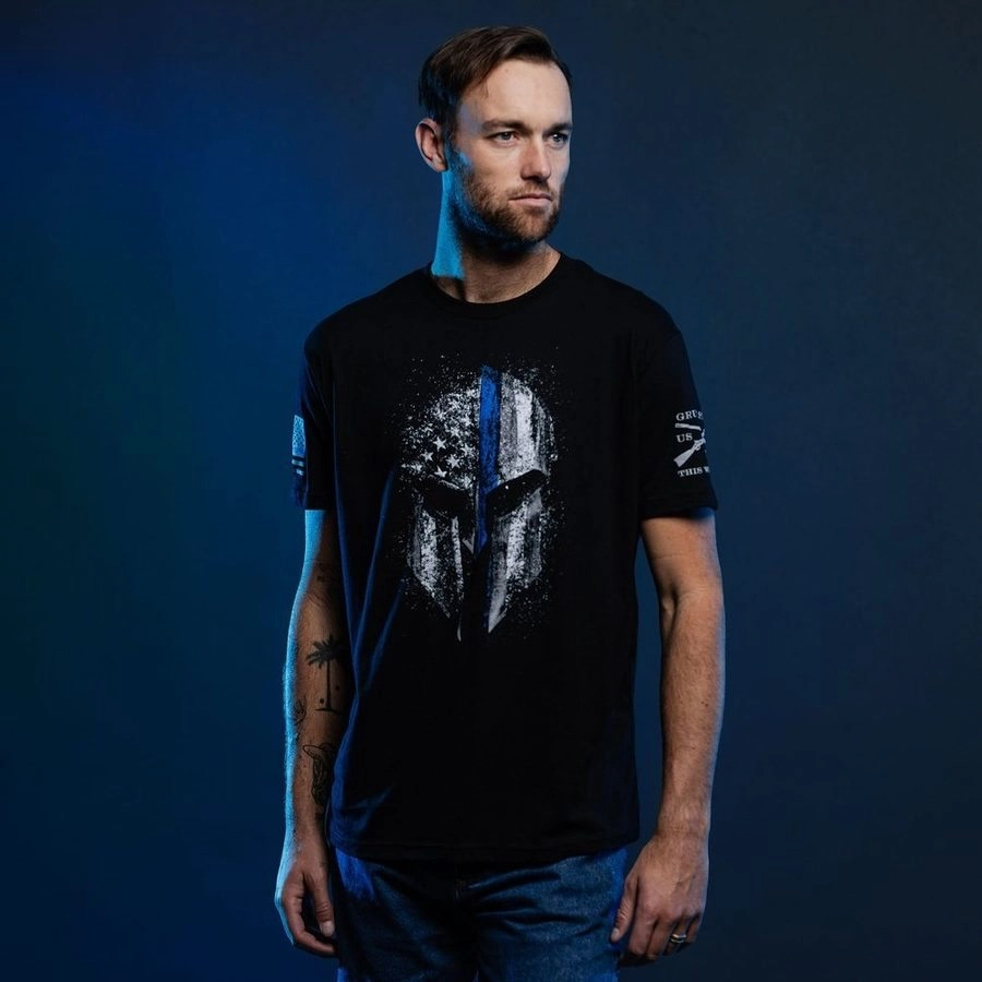 Blue Line Spartan T-Shirt - Black