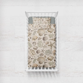 Brown Seashells Crib Bedding
