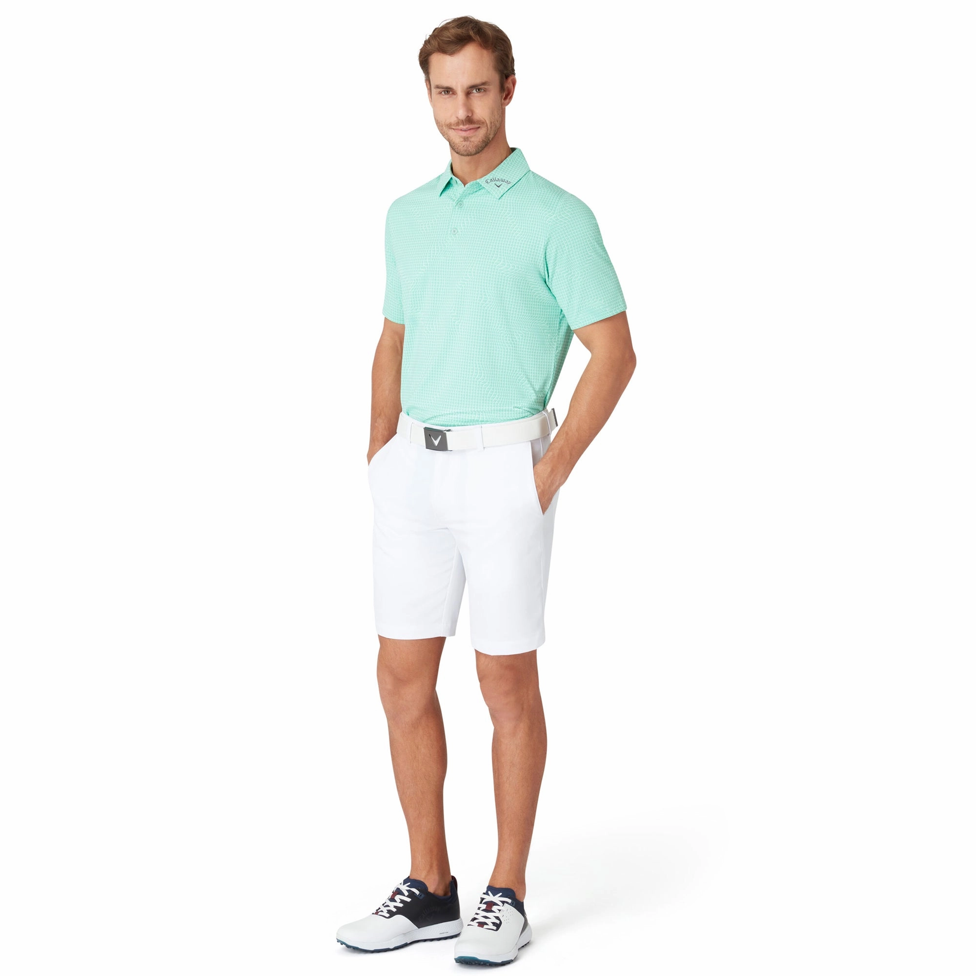 Callaway Golf Warped Gingham Print Polo Shirt