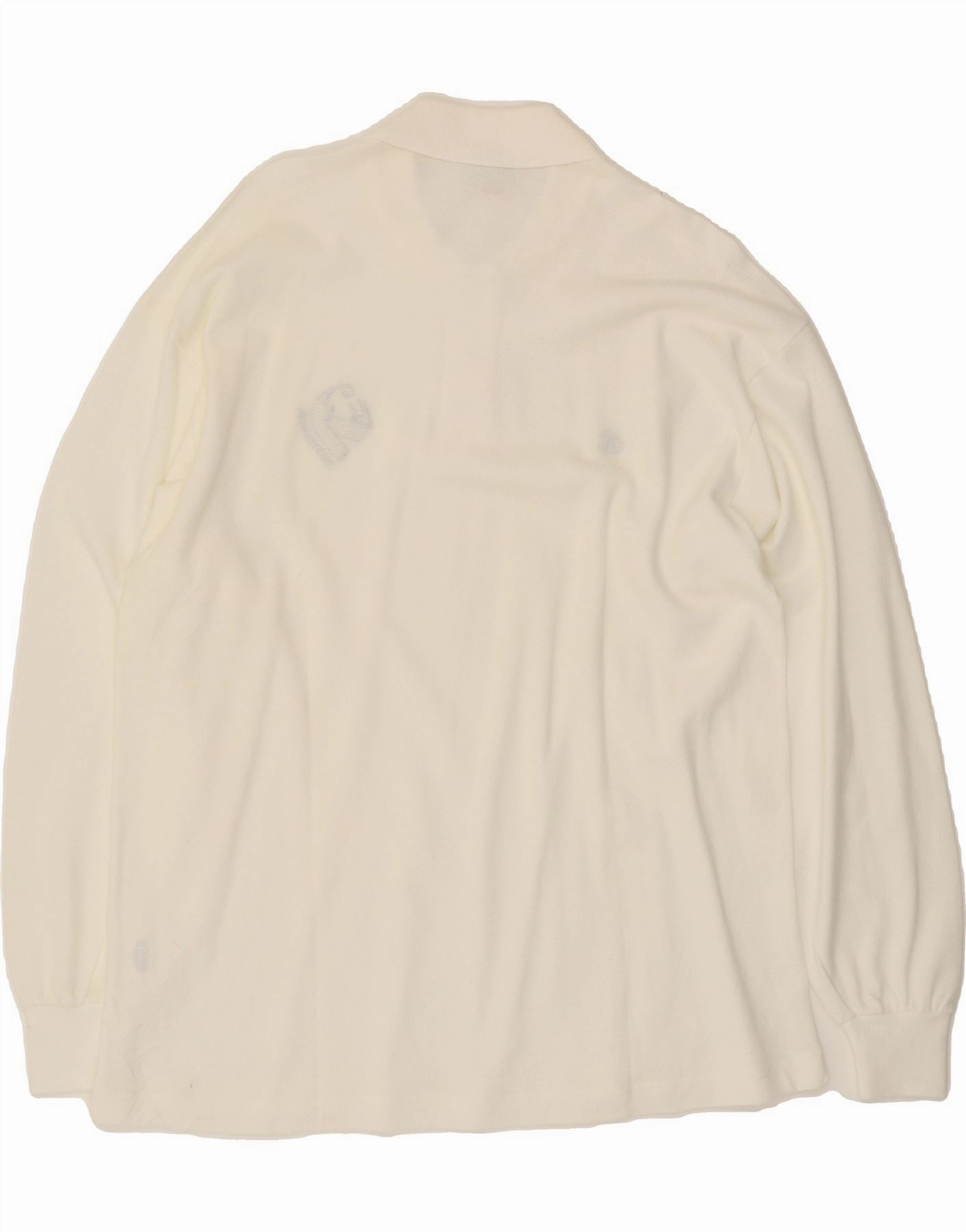 CHAMPION Mens Long Sleeve Polo Shirt XL White Cotton