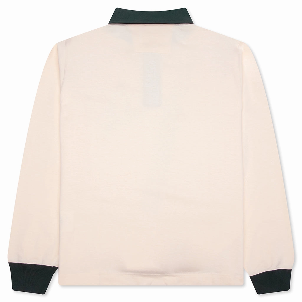 College Long Sleeve Polo - White/Green