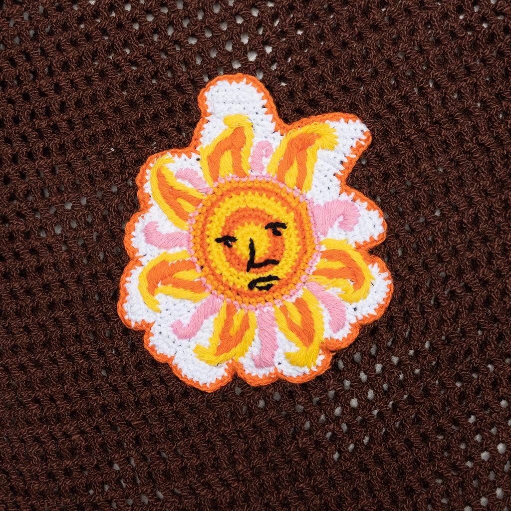 Crochet Polo with Patches - Brown