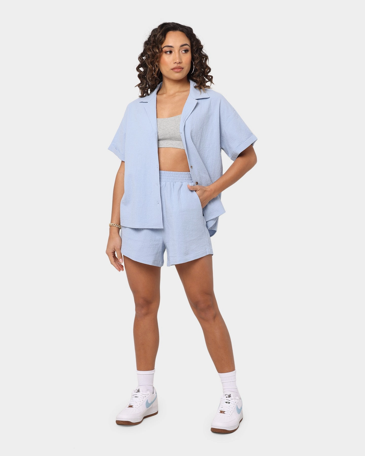 EN ES Women's Super Fine Shirt Cornflower Blue