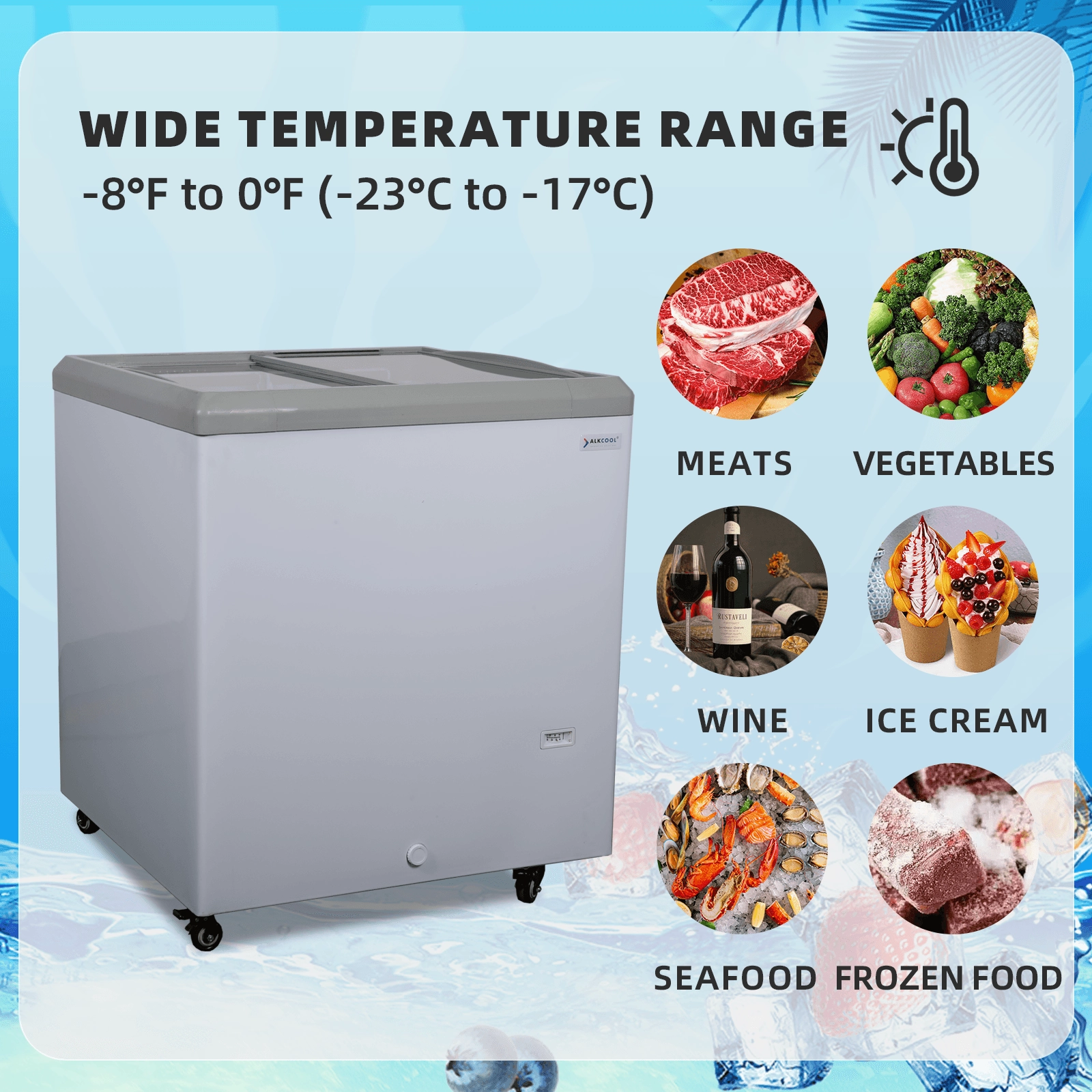FDF7.2CF 28'' Width Horizontal Display Island Freezer - Nafcool™ Commercial Freezer Icecream, frozen food, Ice bag