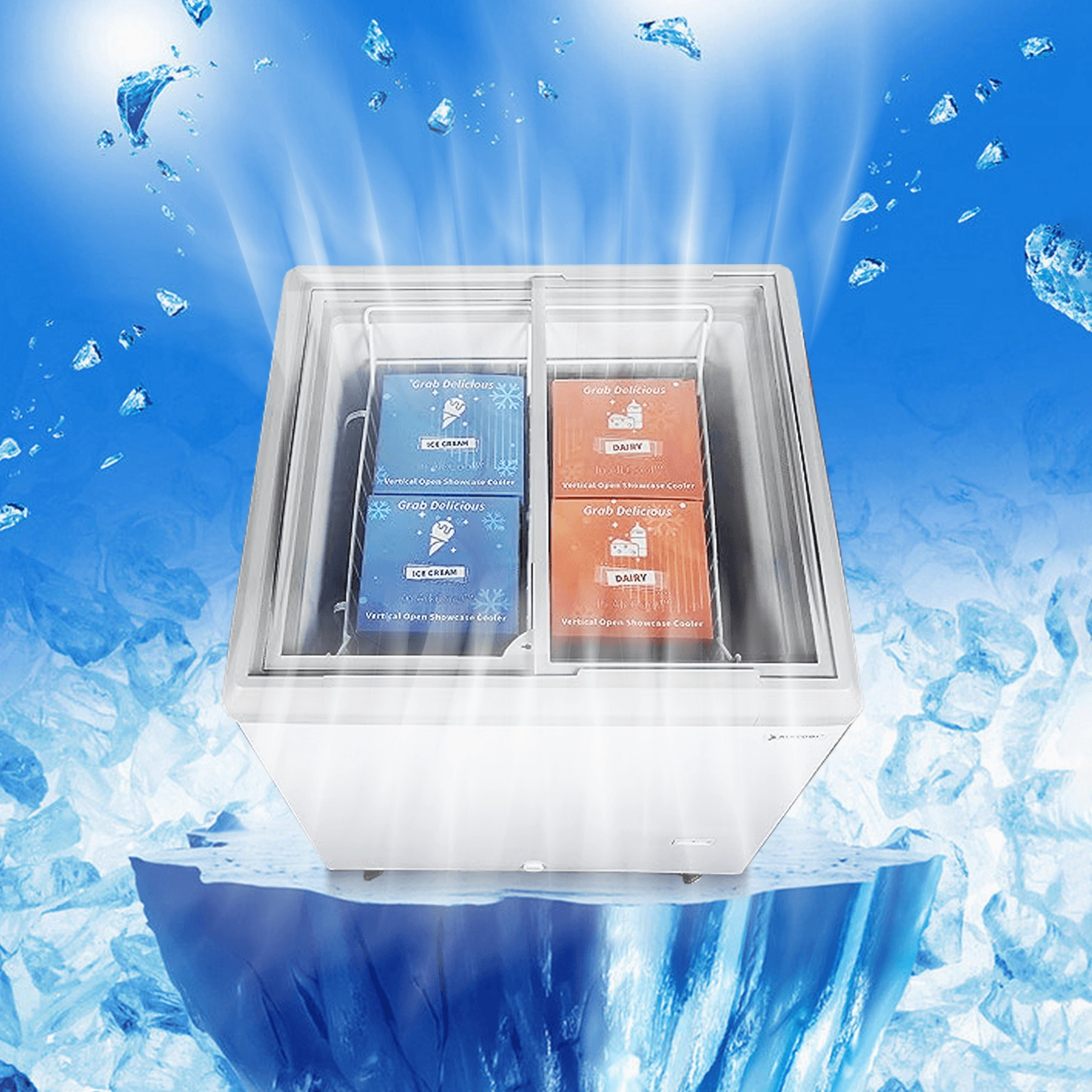 FDF7.2CF 28'' Width Horizontal Display Island Freezer - Nafcool™ Commercial Freezer Icecream, frozen food, Ice bag