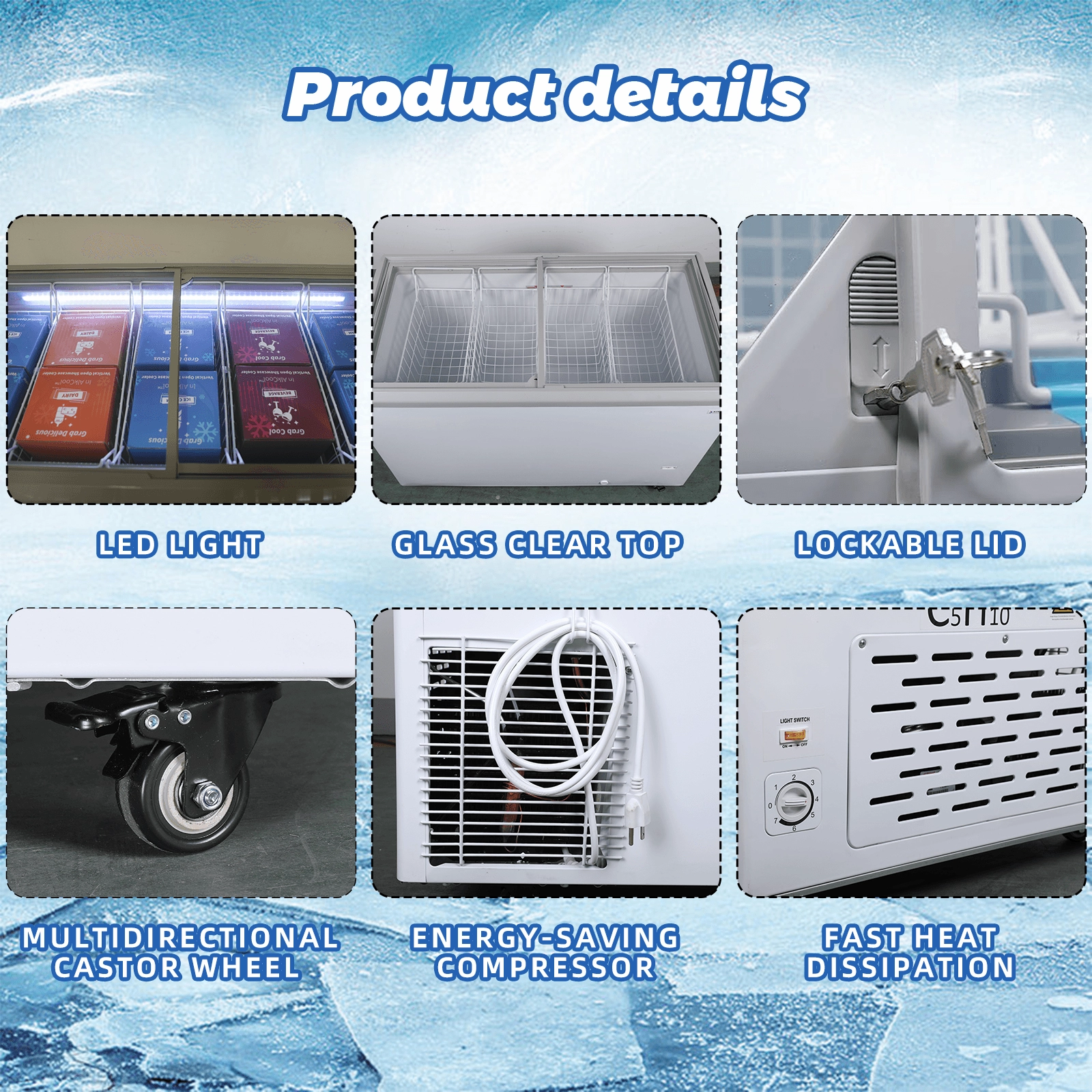 FDF7.2CF 28'' Width Horizontal Display Island Freezer - Nafcool™ Commercial Freezer Icecream, frozen food, Ice bag