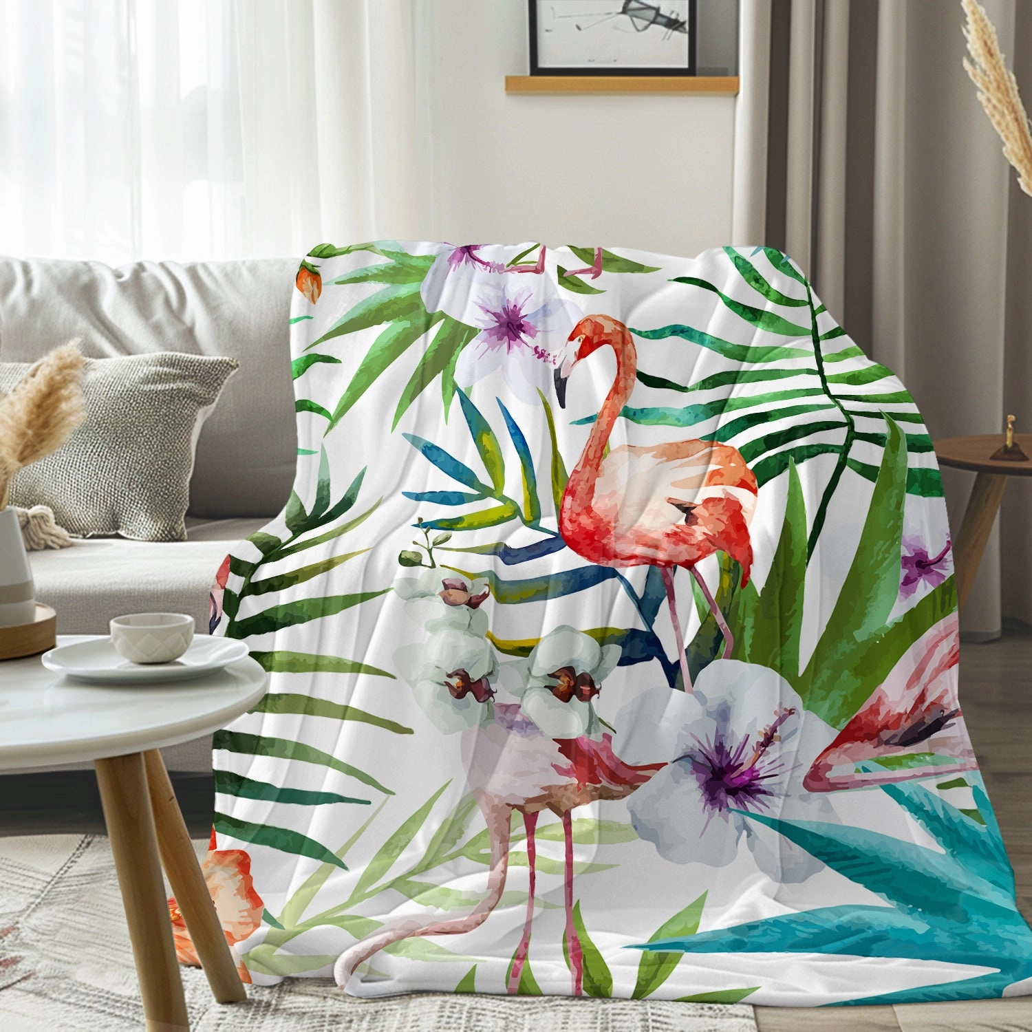 Flamingo Tropics Flannel Fleece Blanket