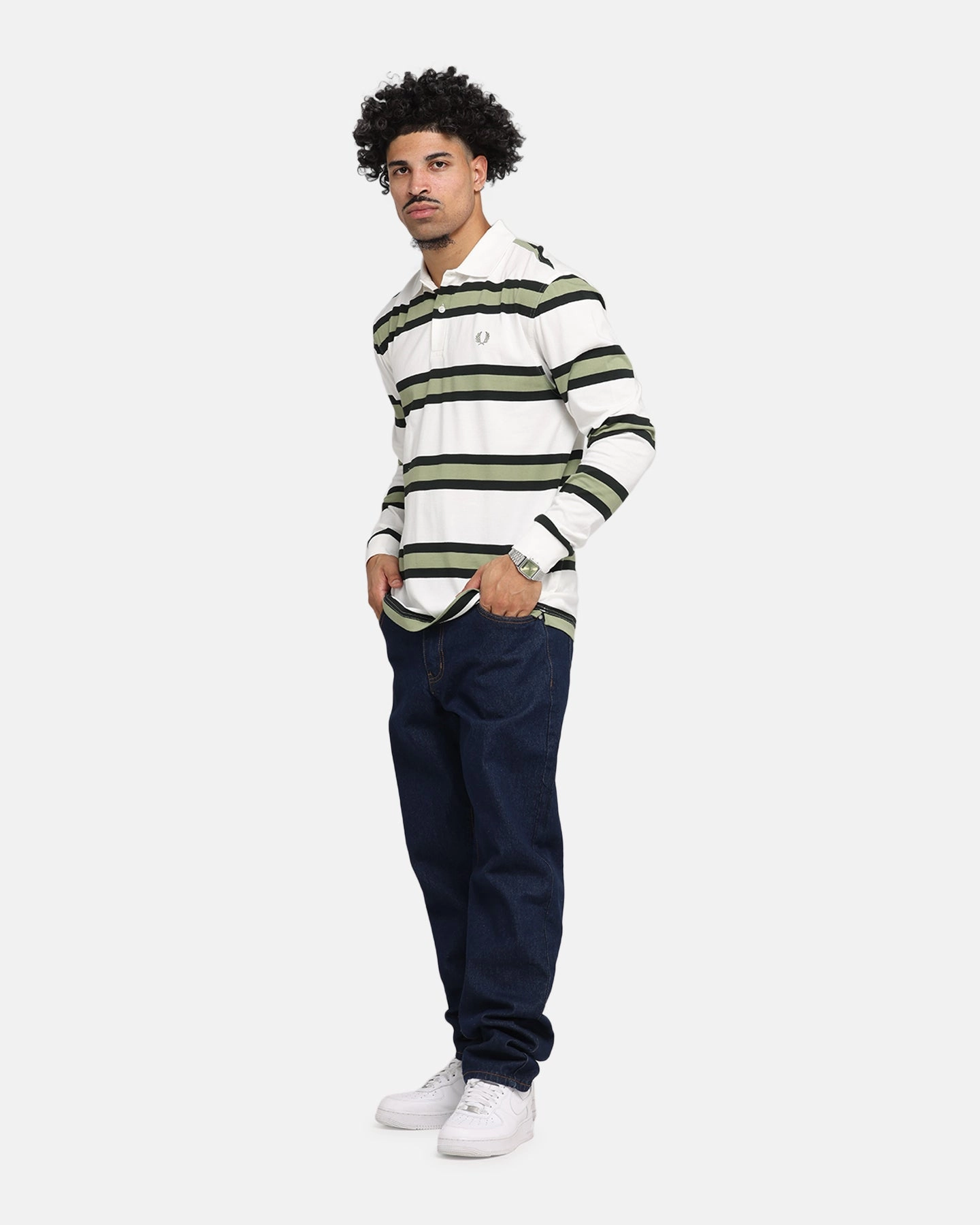 Fred Perry Jersey Stripe Polo Shirt Light Ecru