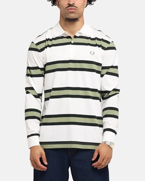 Fred Perry Jersey Stripe Polo Shirt Light Ecru