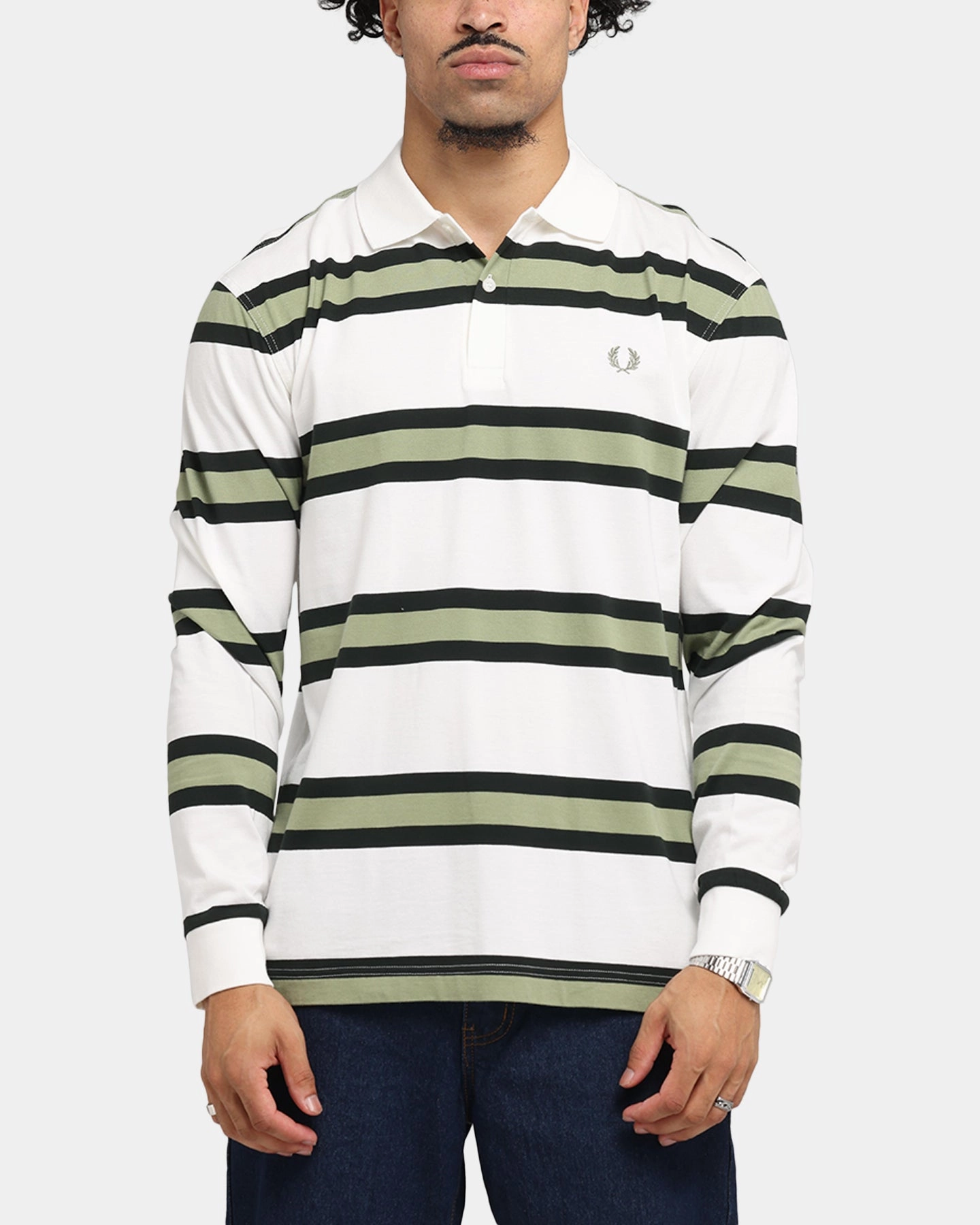 Fred Perry Jersey Stripe Polo Shirt Light Ecru