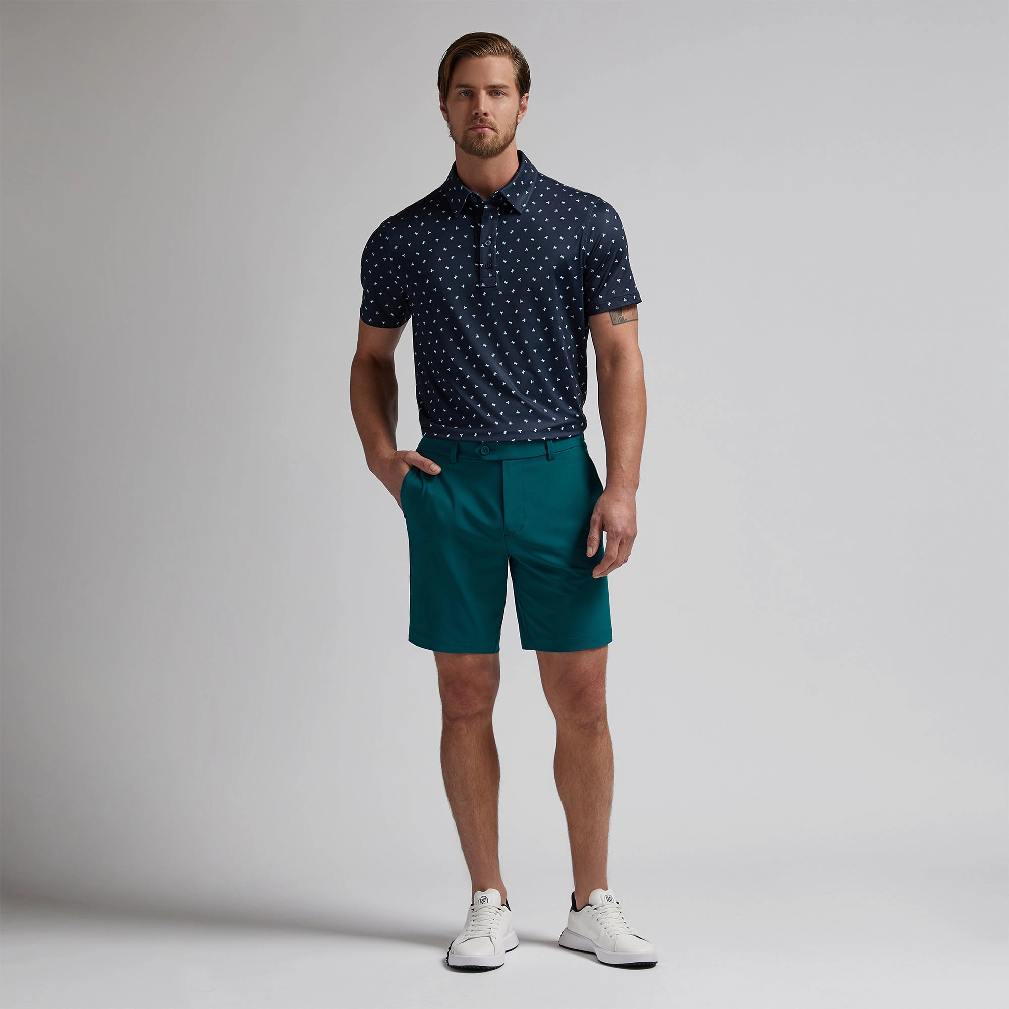 G/FORE Geometric Floral Tech Jersey Polo Shirt