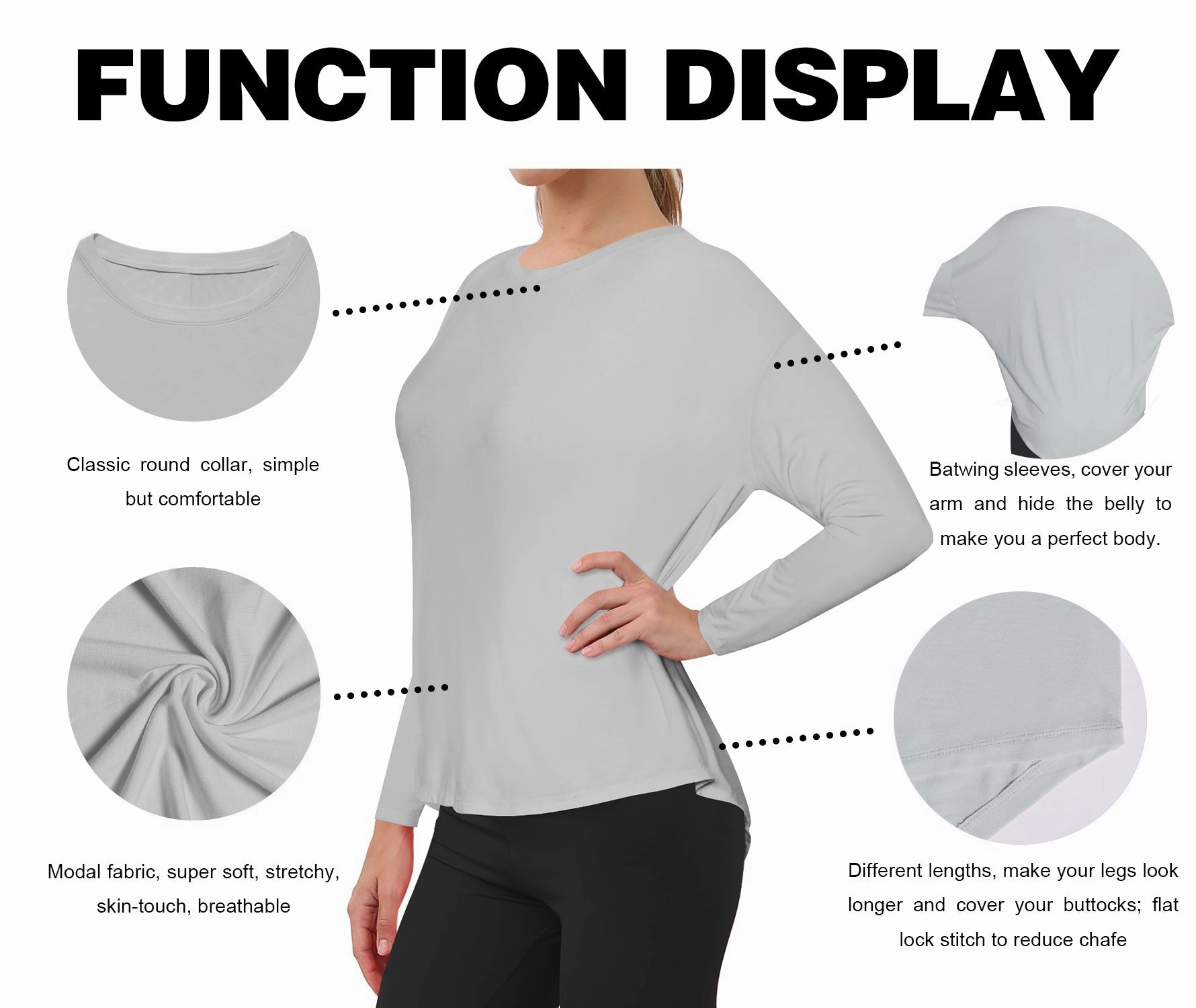 Golf Batwing Tunic Tops lightgray_Golf