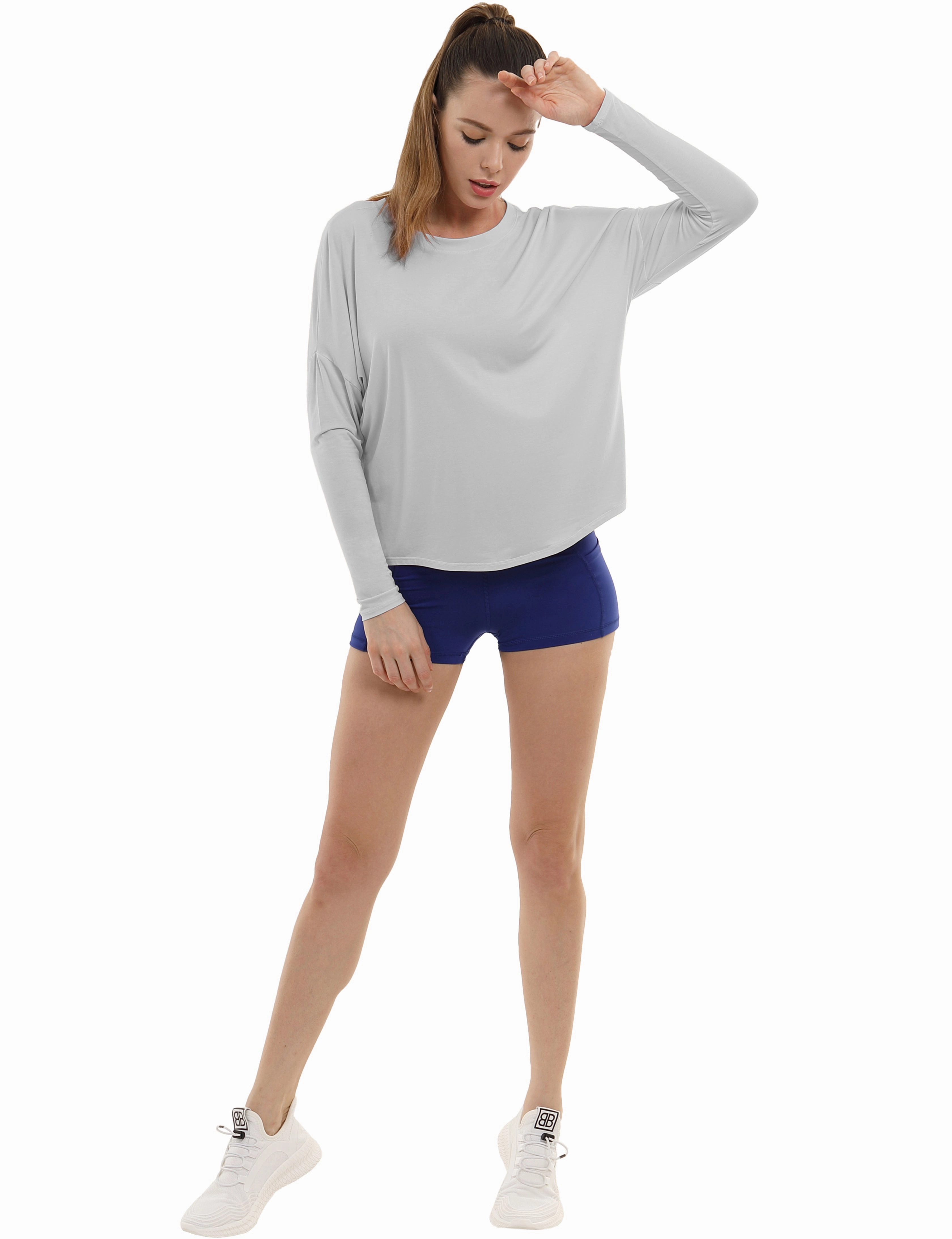 Golf Batwing Tunic Tops lightgray_Golf
