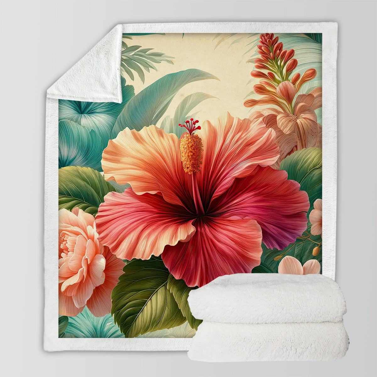 Hibiscus Flower Bedspread Blanket