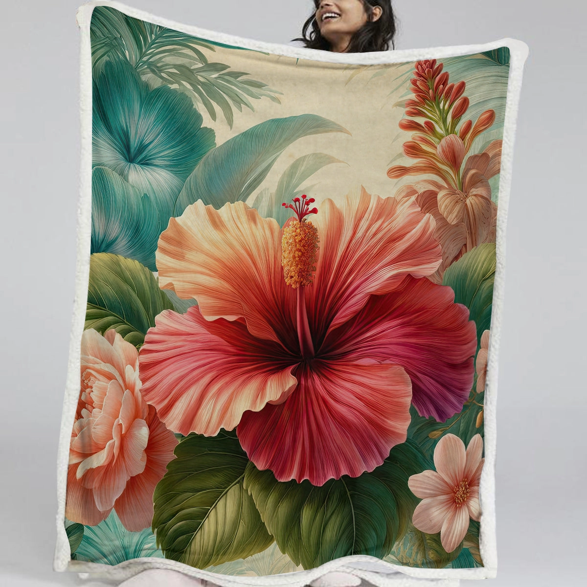 Hibiscus Flower Bedspread Blanket
