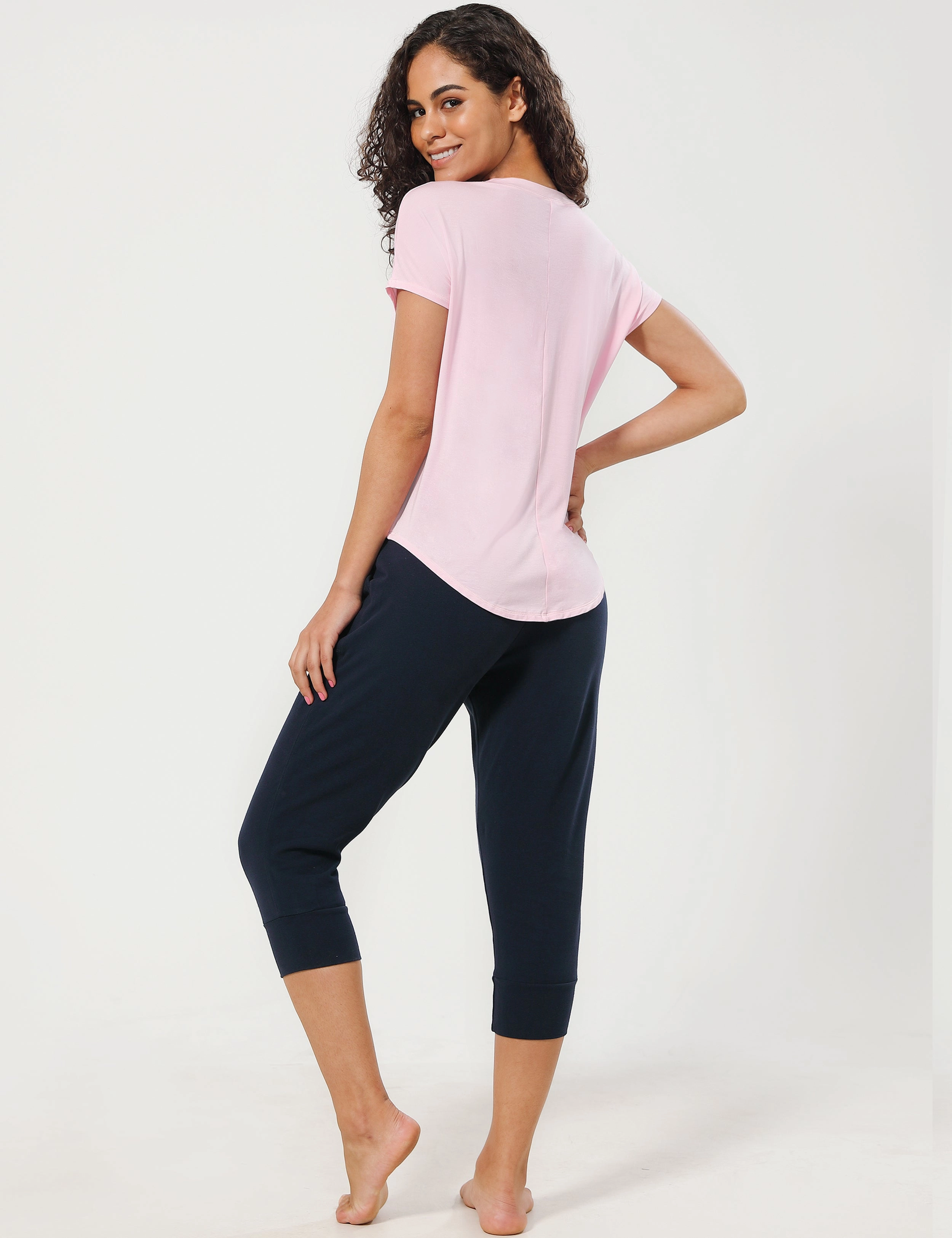 Hip Length Short Sleeve Shirt lightpink_Golf