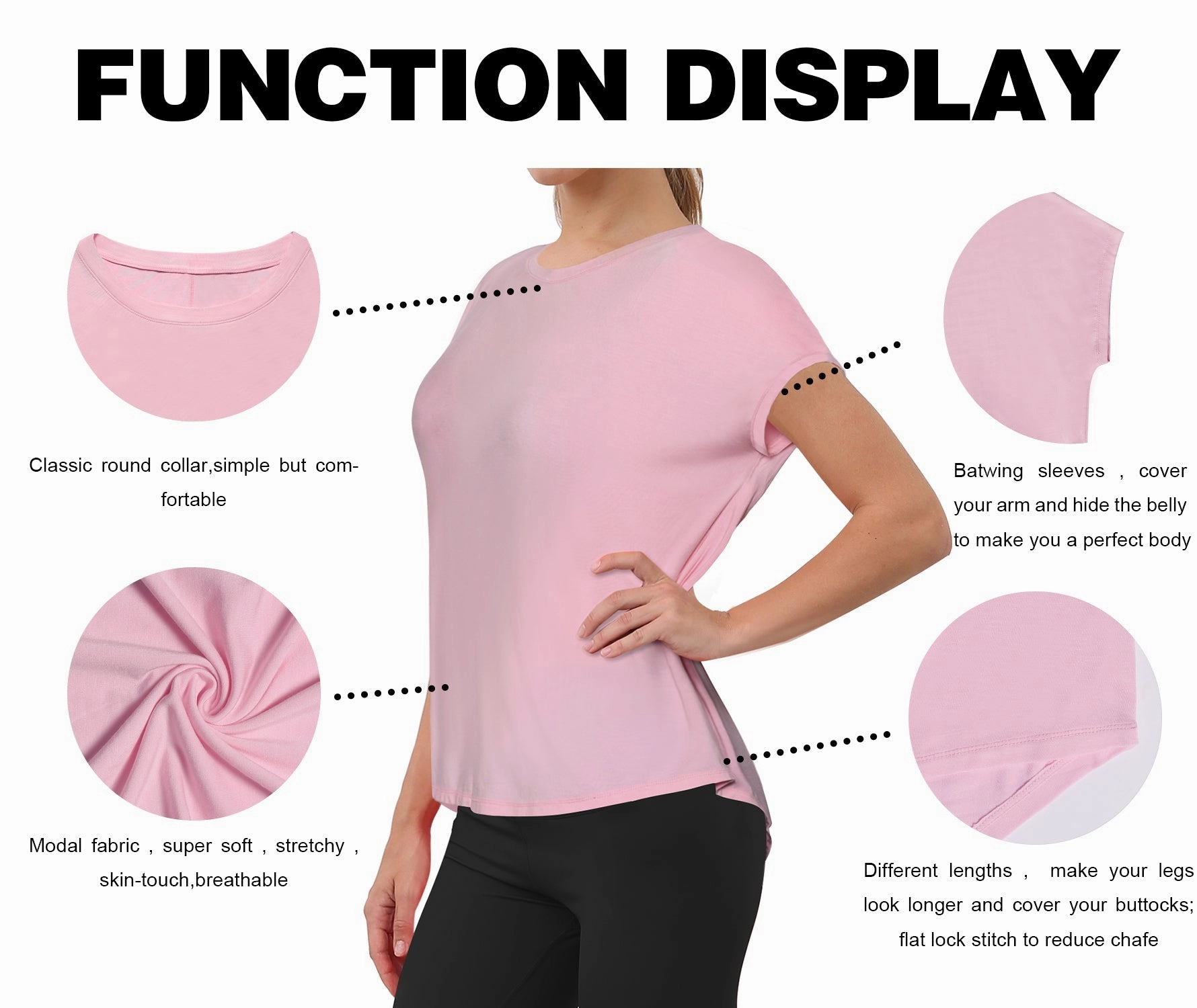 Hip Length Short Sleeve Shirt lightpink_Golf