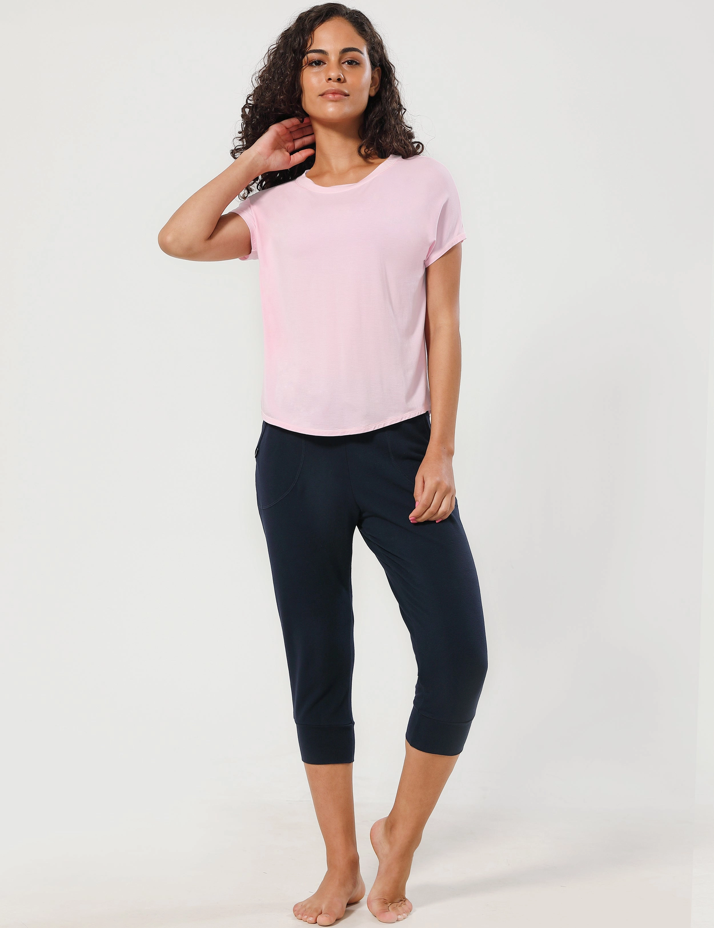 Hip Length Short Sleeve Shirt lightpink_Golf