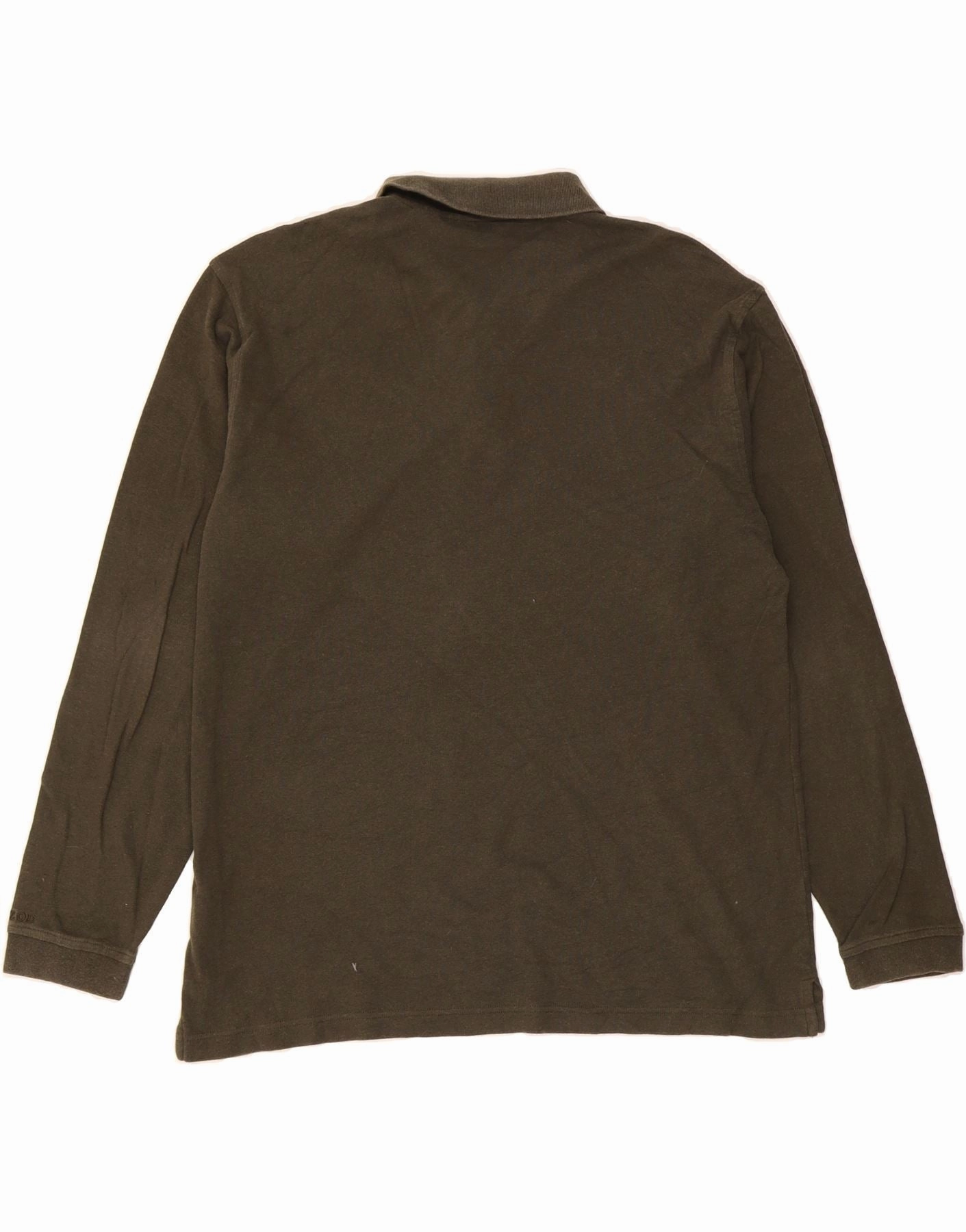 IZOD Mens Long Sleeve Polo Shirt Large Khaki Cotton