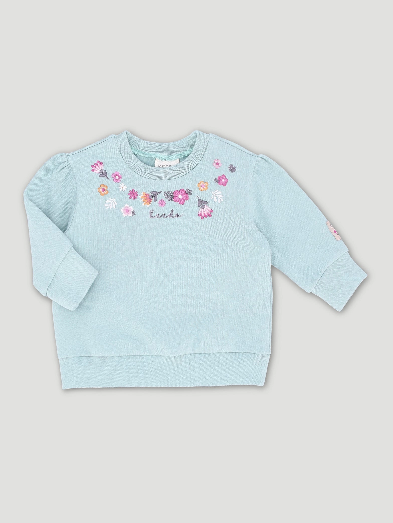Keedo Baby Girls Mint Rainbow Logo Sweat Top
