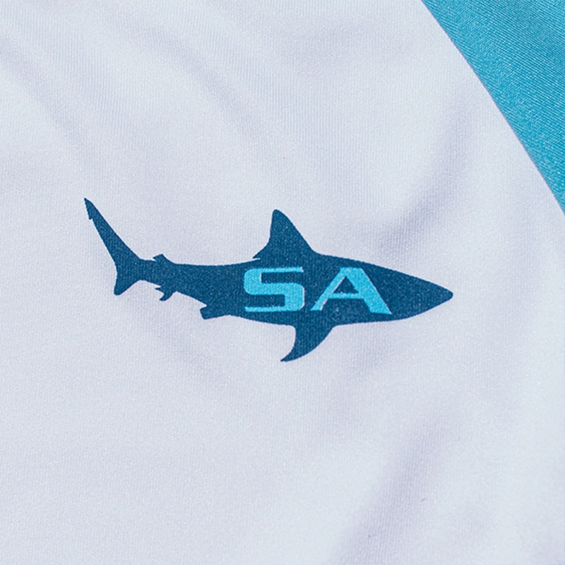 Kids Performance Long Sleeve Shirt w/ Mesh | White | 2-sleeve Baby Shark