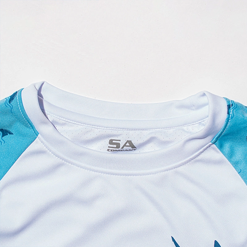 Kids Performance Long Sleeve Shirt w/ Mesh | White | 2-sleeve Baby Shark