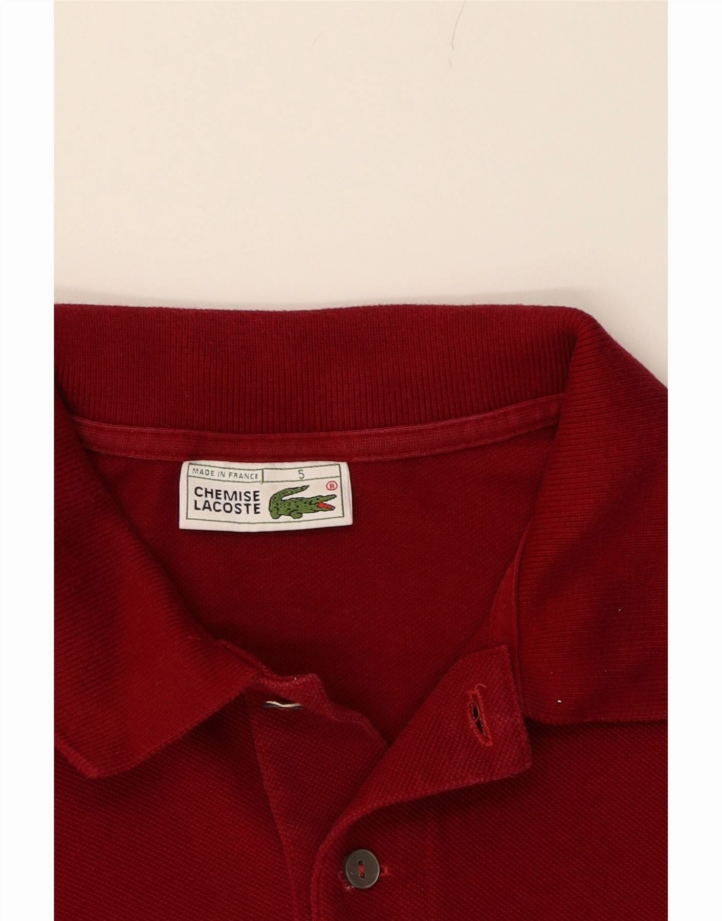 LACOSTE Mens Long Sleeve Polo Shirt Size 5 Large Red Cotton